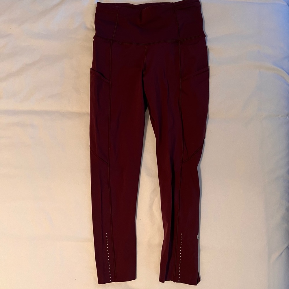 Lululemon fast and free crop - burgundy